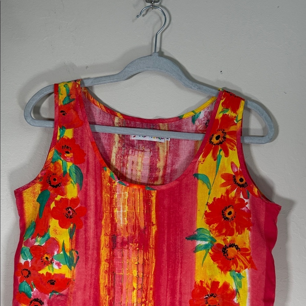 Jams World Vibrant Floral Tank Top - Red, Yellow, and Green - Picture 3 of 7